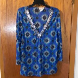 Blue Patterned Women's Top